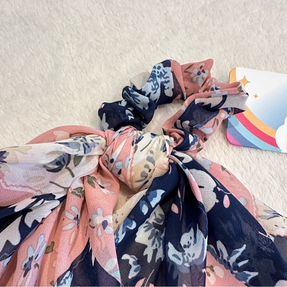 NWT Marta Scrunchie Bow Blue and Pink Floral Hair Tie - Picture 3 of 8